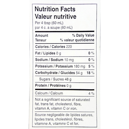Picture of NUTRITION FACTS MAPLE SYRUP (250/RL)