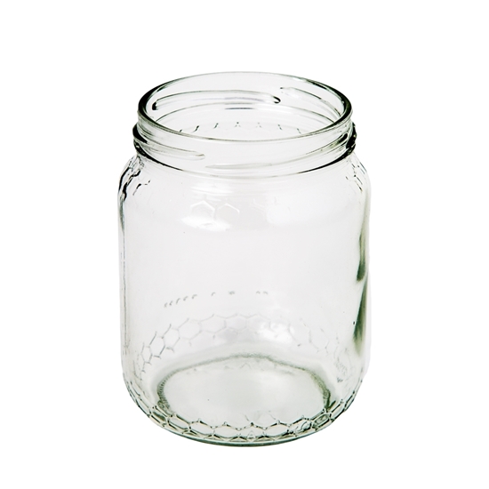 Picture of GLASS JAR 380ML EMBOSSED HONEY 70MMTW (CS/12)